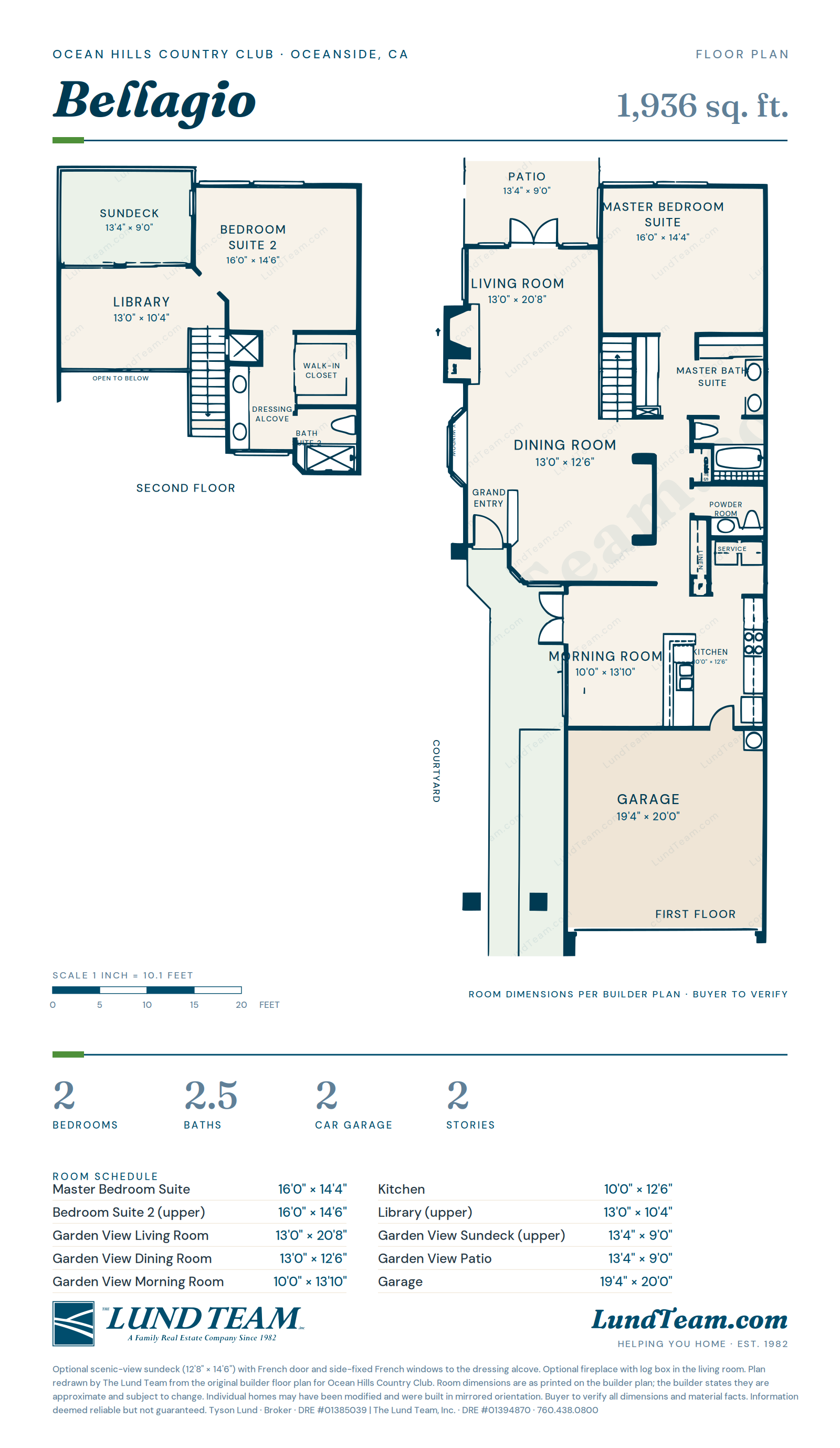 Bellagio floor plan, Ocean Hills Country Club, Oceanside CA - 1,899-2,050 sq ft, 2 bed, 2.5 bath