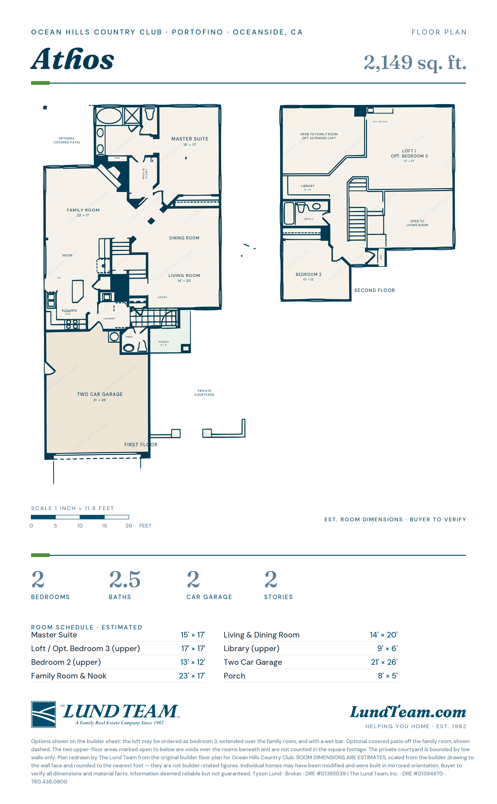 Athos floor plan, Ocean Hills Country Club, Oceanside CA - 2,149-2,368 sq ft, 2 bed, 2.5 bath