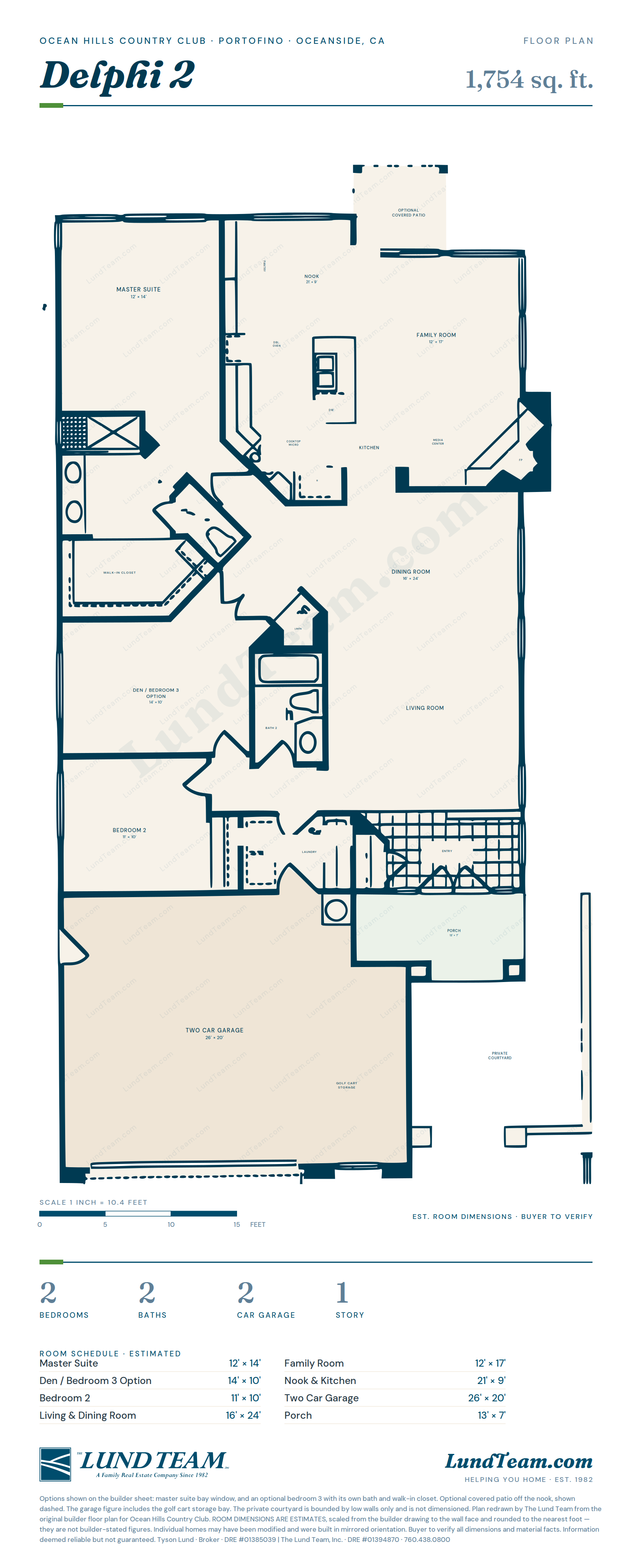 Delphi 2 floor plan, Ocean Hills Country Club, Oceanside CA - 1,754 sq ft, 2 bed, 2 bath