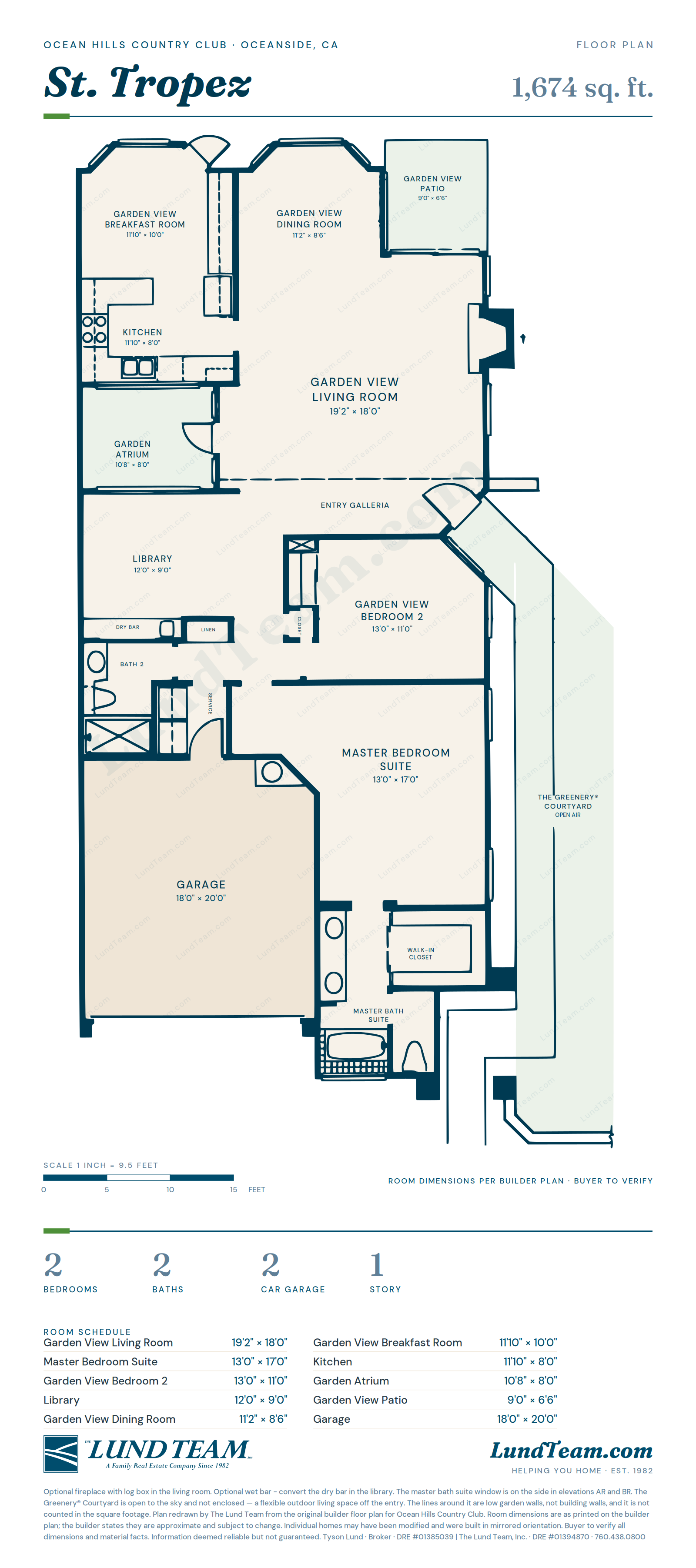 St. Tropez floor plan, Ocean Hills Country Club, Oceanside CA - 1,640-1,800 sq ft, 2 bed, 2 bath