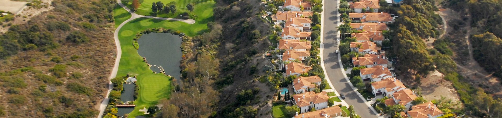 Mar Fiore homes beside the Aviara golf course from the air